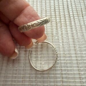 Vintage Scara Sterling Silver Engraved Hoop Earrings
